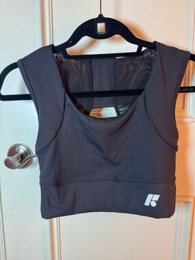 Forme Black Athletic Crop Top with Logo Tag
